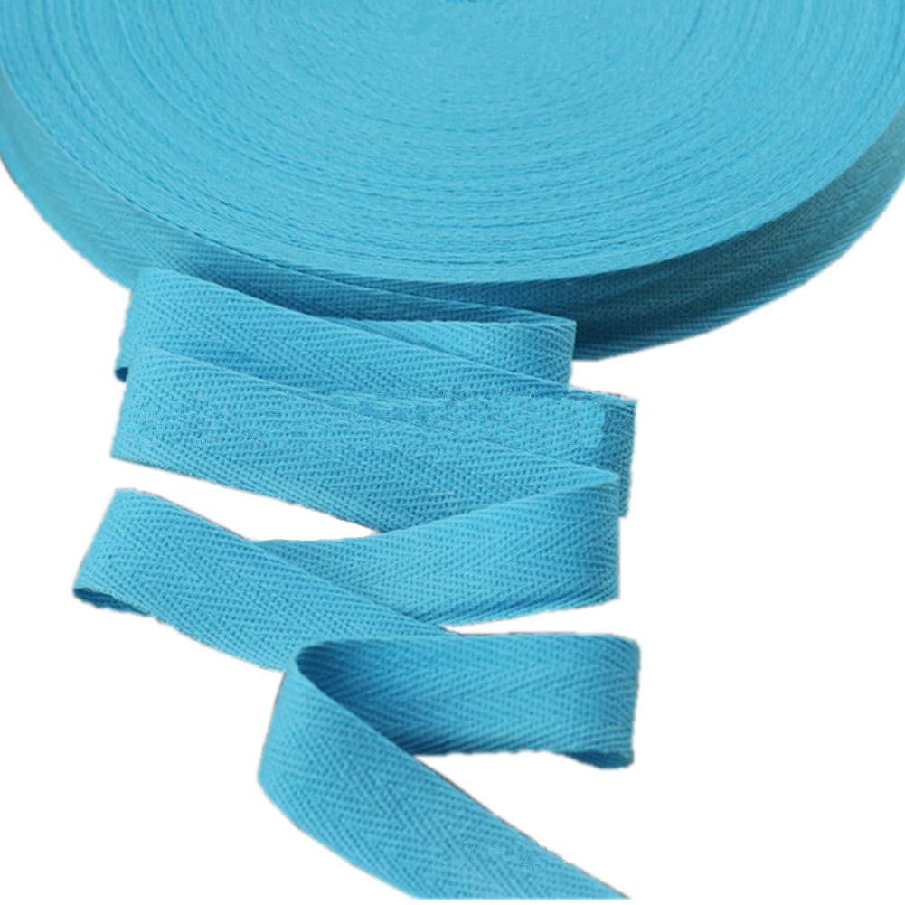 45meters Cotton Ribbon Herringbone Webbing Trim Fabric Tape Tapestry for Bias Binding Gift Wrapping Embellishment Craft Width 20mm (Sky Blue)