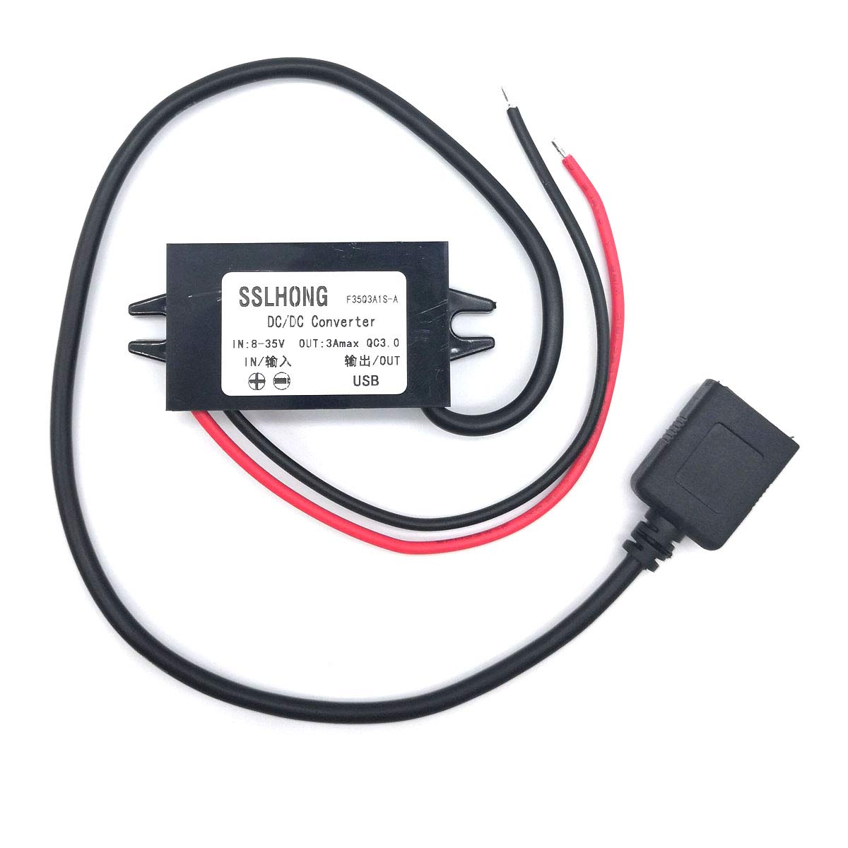 SSLHONG USB 3.0 A DC DC Converter Buck Module 12V/24V to 5V 3A Step Down Voltage Regulator Charger (USB A)