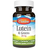 Carlson - Lutein & Greens, 20 mg, Vision Support & Eye Function, Antioxidant, 60 Vegetarian Capsules