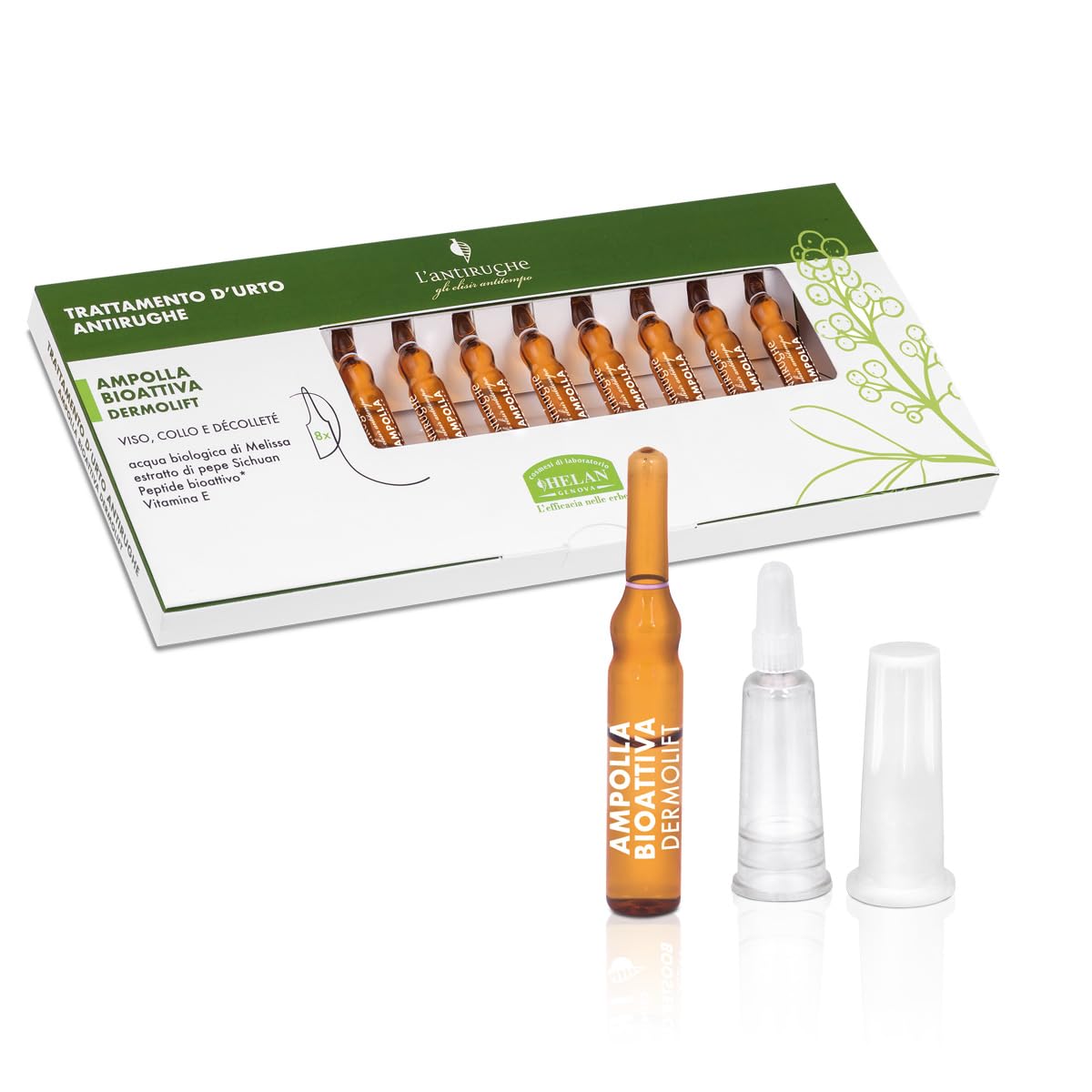 Helan Elisir Antitempo - Anti-Wrinkle Eye Contour Face Serum, Skin Care with 8 Anti-Ageing Moisturising Vials Neck and Décolleté, Deflating Treatment with Vitamin E for Elastic Effect Skincare 2 ml