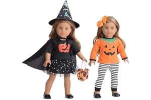 sweet dolly 18 Inch Doll Clothes Accessories Halloween Pumpkin Witch Costume Pumpkin Suit Set for 18 inches Dolls