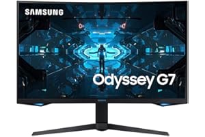 SAMSUNG 27" Odyssey G7 Series WQHD (2560x1440) Gaming Monitor, 240Hz, Curved, 1ms, HDMI, G-Sync, FreeSync Premium Pro, LC27G75TQSNXZA, Blue