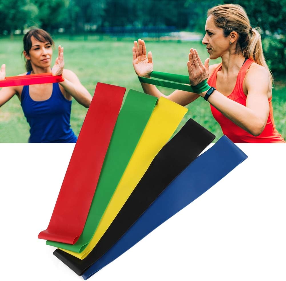 Yoga Resistance Bands Set 5-piece Skin-Friendly Resistance Fitness Exercise Loop Bands with 5 Different Resistance Levels for Women and Men, Ideal for Yoga, Pilates, Gym, Home Workout