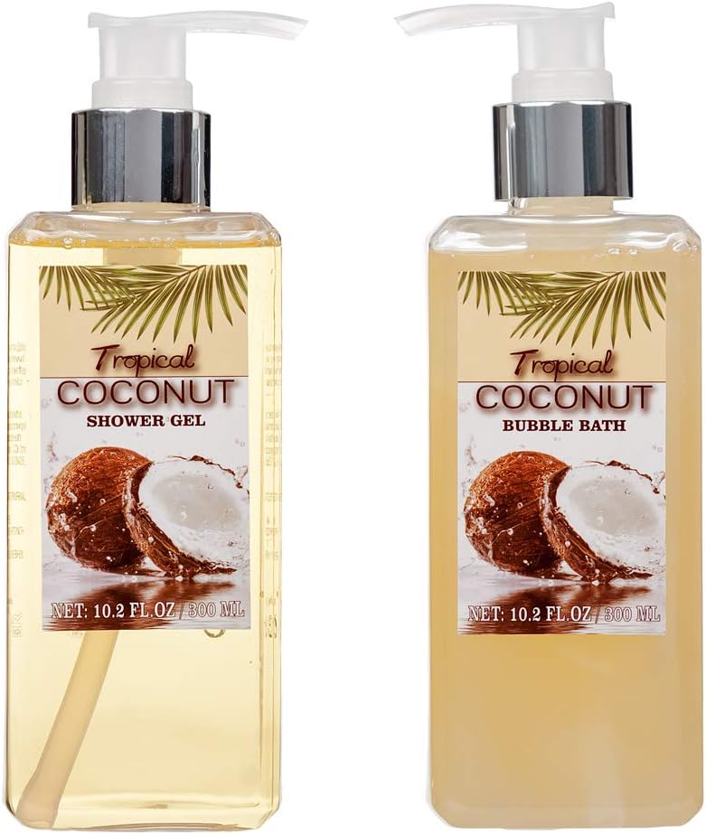8 Piece Deluxe Tropical Coconut Body & Bath Gift Set Includes all Bathing Essentials Complete