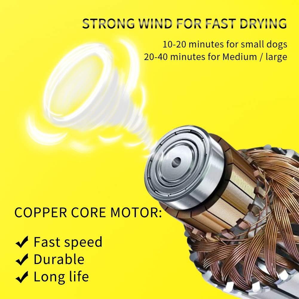 SLADE Dog Dryer Blow Grooming Hair Dryer for Large Dogs Pet Professional High Velocity Blower Hot and Cold 30-70℃ Adjustable for Medium Large Big Dog 3200W/4.2HP (Yellow-2 Speed adjustments)