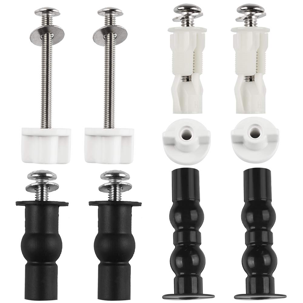 5 Pairs Toilet Seat Screws, Toilet Seat Fixings Fix Expanding Rubber Top Nuts Toilet Seat Hinges Bolt 304 Stainless Steel Toilet Lid Screws for Replacement Parts