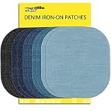 ZEFFFKA Premium Quality Denim Iron on Jean Patches No-Sew Shades of Blue Black 10 Pieces Assorted Cotton Jeans Repair Kit 4-1/4" by 3-3/4