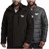 Reebok Mens Winter Coats - 3 in 1 System Hooded Softshell Windbreaker Jacket and Quilted Puffer Insulated Mens Ski Jacket