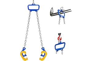 KITUYOTO Chain Drum Lifter, 2000LBS Barrel Drum Lift Clamp, Carbon Steel Hook with Built-in Spring, Vertical Hoist Drum Clamp Barrel Lift w/Multi-Purpose Top Lifting Ring, Fit for 30-55 Gallon Barrel