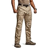 CQR Men's Flex Ripstop Tactical Pants, Water Resistant Stretch Cargo Pants, Lightweight EDC Hiking Work Pants