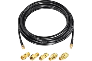 SUPERBAT SMA Male to Female Bulkhead RG58 Coaxial Cable 15ft + 5pcs SMA to SMA/RPSMA Adapter Kit for WiFi SDR FPV Antenna Ham Radio 3G 4G 5G LTE ADS-B GPS Wireless Adapter etc.