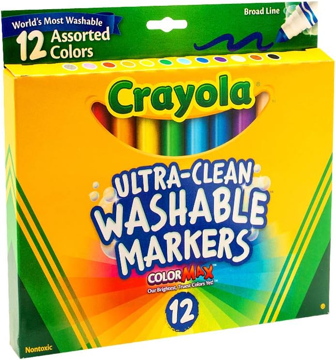 Crayola Ultra Clean Washable Markers, Broad Line, 12 Count: Toys & Games