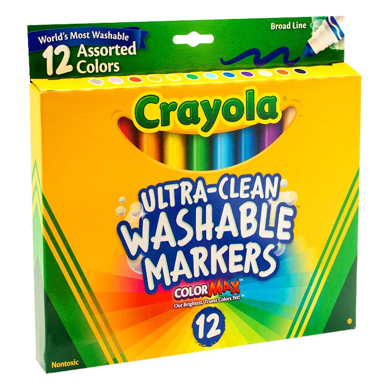 Crayola Broad Line Markers (12 Count), Washable Markers for Kids