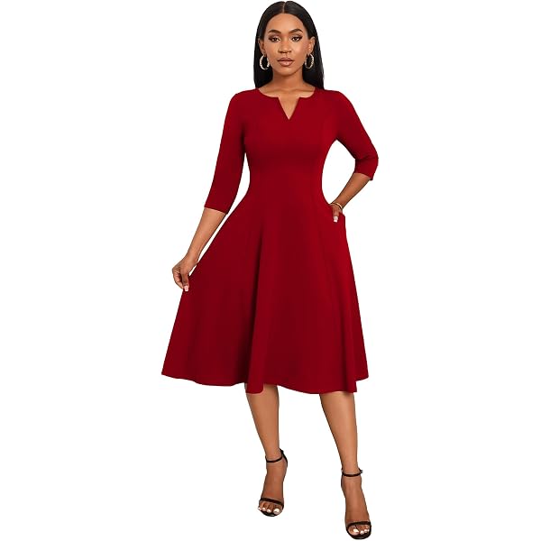slim fit dress slacks Women's Plus Size Kimaree Satin Flare Dress -Black