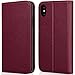ZOVER iPhone Xs Case, iPhone X Wallet Case with Genuine Leather Case Kickstand Feature Card Slots and Magnetic Closure for Apple Phone XS/X Gift Box Wine Red