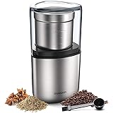 SHARDOR Electric Coffee Bean Grinder, Spice Grinder, 1 Removable Bowl with Stainless Steel Blade, Silver