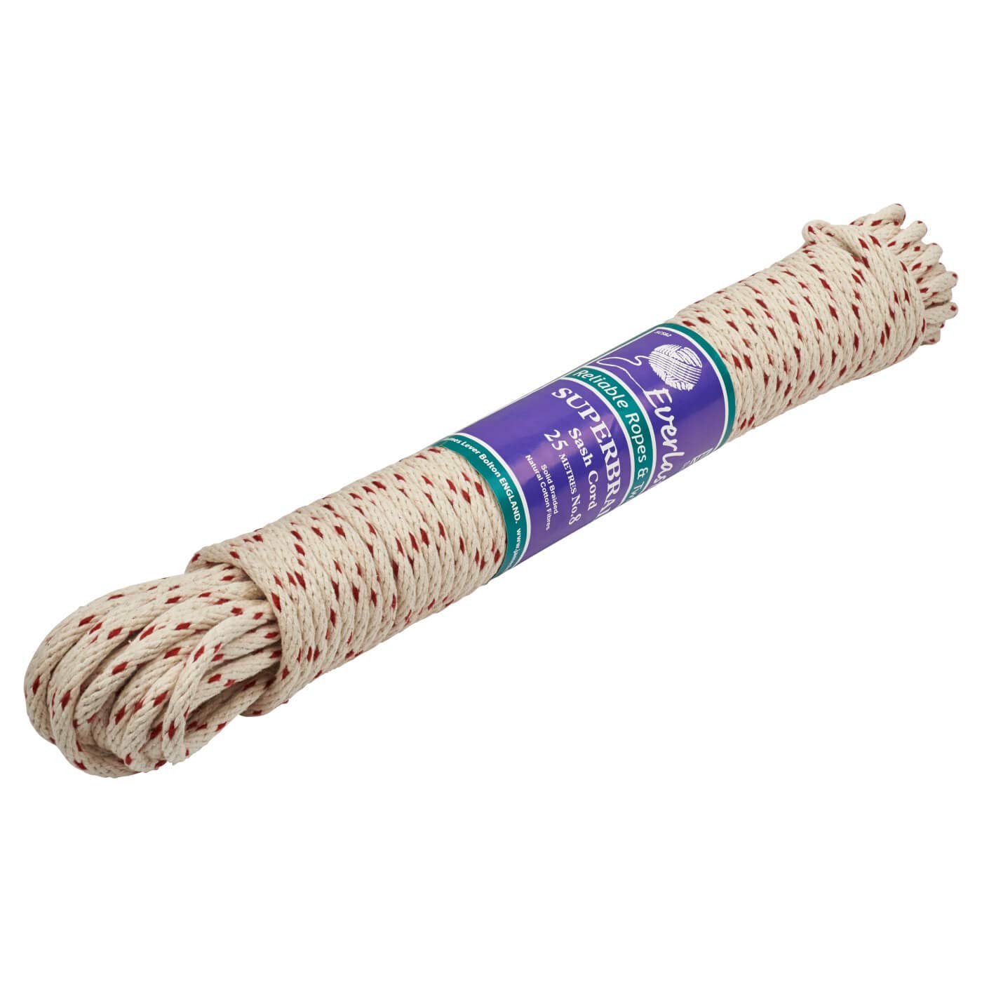 Everlasto Redspot Superbraid Natural Cotton Sash Cord No.8 (6.5mm) x 50M