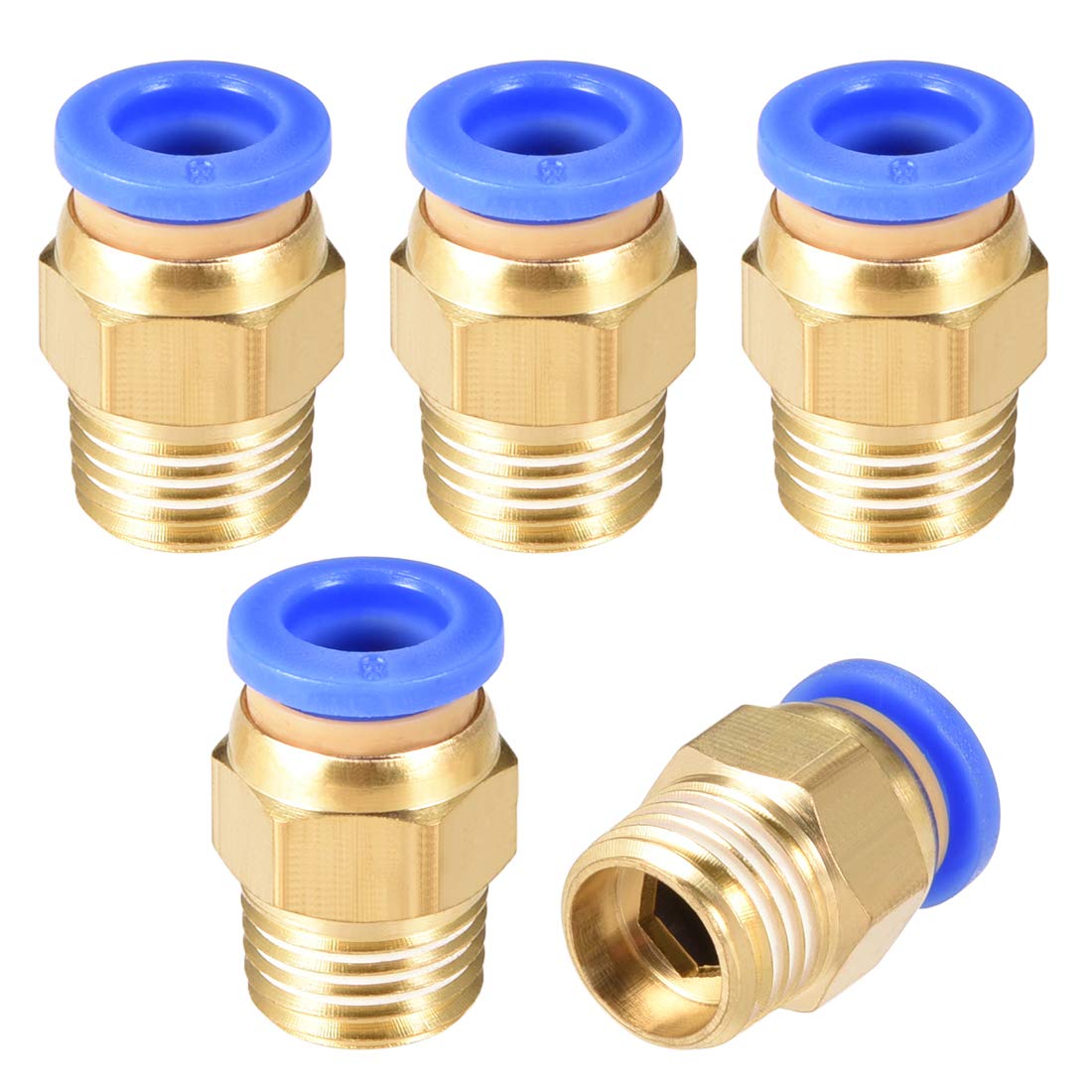 sourcing map Straight Pneumatic Push to Quick Connect Fittings 1/4" G Male x 8mm Tube OD 5pcs