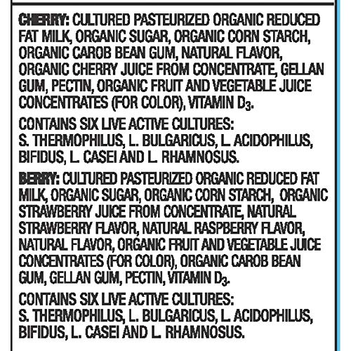 Stonyfield Organic, YoKids Cherry and Berry Low Fat Yogurt Squeezers, 2 oz, 8 Count