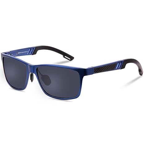 DUCO Rechteckig Sonnenbrille Herren Brille mit Federscharnier, Metallrahmen 2217
