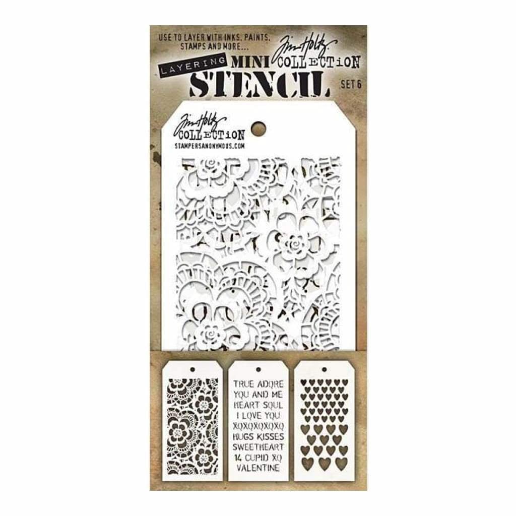 Stampers Anonymous Tim Holtz Mini Layered Stencil Set #6,8.61x21x0.2 cm