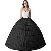 AOSUYOU Petticoat for Women Under Dress 6 Hoop Skirt Crinoline Underskirt Half Slips for Wedding Bridal Dress Ball Gown