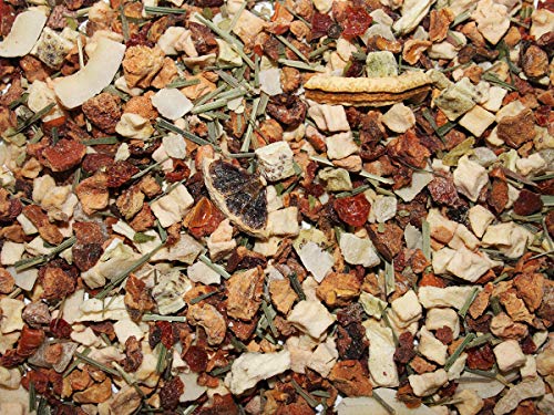 Früchtetee Sonnen Da Capo, Lose, Apfelstücke, Hagebuttenschalen, Ananas, Zitrus, Kiwistücke, Kokos-Chips, 100g… – Bild 4