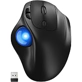 Yadkbo Ergonomic Wireless Trackball Mouse, 3 Device Connection, 5 Level DPI | Bluetooth or 2.4G USB Receiver Quiet Computer Mouse, 2*AAA Battery Thumb Laptop Mice for PC/Laptop/Mac/Windows Blue