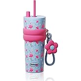SDGA+ 24 oz Stainless Steel Tumbler with Lid and Straw, Insulated Water Bottle Leak Proof for Hot and Cold, Portable Travel Coffee Mug, Reusable Coffee Cup for Women, Flamingo Pink