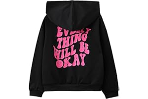SOLY HUX Girl's Graphic Hoodie Sweatshirt Cartoon Letter Print Pullover Tops Drop Shoulder Shirt