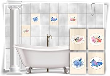 Medianlux Fliesen Aufkleber Vintage Nostalgie Retro Schmetterlinge Vogel Blumen Pastell Orange Rosa Bad Wc Deko Pastellfarben 20x25cm Amazon De Kuche Haushalt
