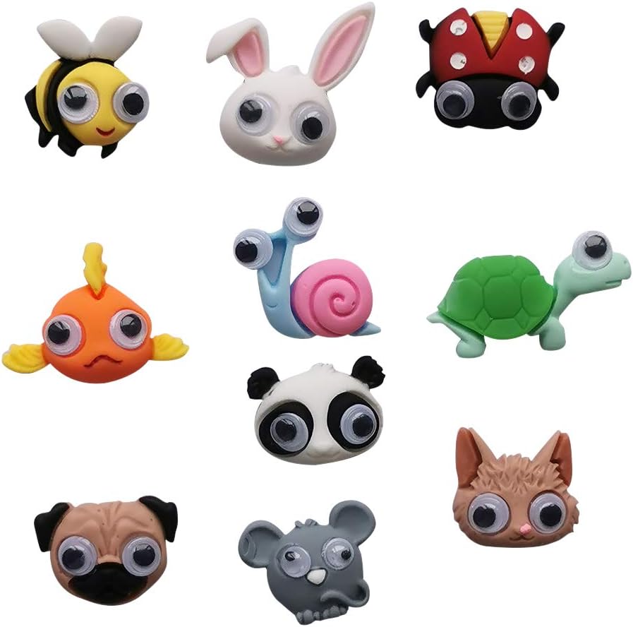 AMOBESTER Cute Animal with Gogle Eyes Flatback Resin Decoden Charms Ladybug Bee Rabbit Turtle for Craft Making Embellishments