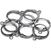 20Pcs Steel French Lever Earring Hooks Wire Settings Base Hoops Earrings with Open Loop for Men Women for DIY Jewelry Making Supplies(14×12mm) (Black)