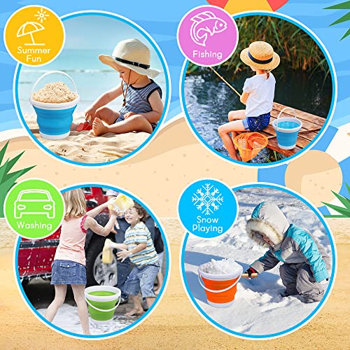 Silicone Beach Foldable Buckets Toys, 3L Jumbo Sand Pails Bucket Set