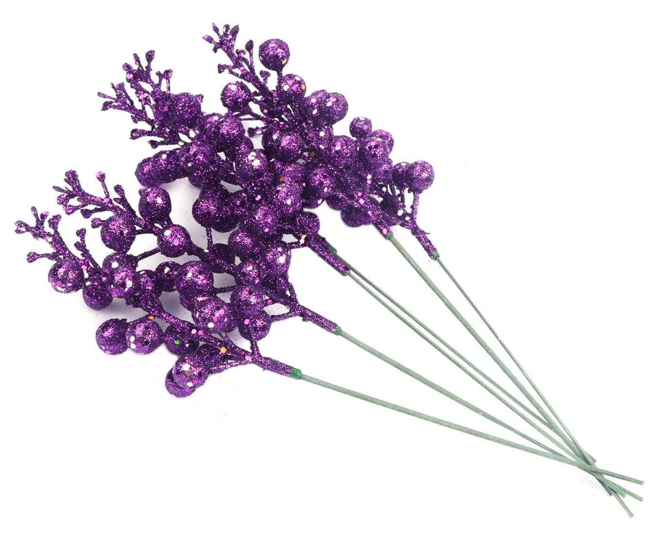 YYCRAFT Glitter Berries Stems, Artificial Berries Picks 10 Inch for Christmas Tree Ornaments, DIY Xmas Wreath, Crafts, Holiday and Home Decor(16 Pack, Purple) — image 1