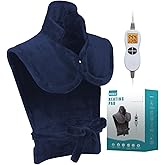 26" x 35" Flannel Neck&Shoulder&Back Heating Pad with 12 Temperature Settings&Countdown timer, Pain Relief for Back/Neck/Shoulders/Menstrual Pain, Christmas Gifts for Women Men Mom Dad(Navy Blue)