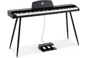MUSTAR 88 Key Piano Keyboard for Beginners, Semi Weighted Electric Piano Keyboard 88 Keys, Portable Digital Piano 88 Key Weighted with 3-Pedal Unit, Built-In Speakers, USB/MIDI Connecting (Black)