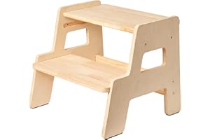 BLOSSOME BETTER ADDITION TO BETTER LIFE Toddler Step Stool for Kids - Height Adjustable Non-Slip Wooden Step Stool for Bathroom Sink, Kitchen & Potty Training 2-Step - Natural