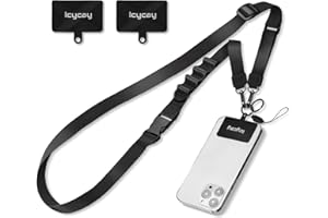 Icycay Phone Lanyard Crossbody, Black Cell Phone Lanyard for Around The Neck Adjustable Phone Strap, Anti Theft Cute Lanyard for iPhone Case ID Holder Keys Phone Accessories Travel Essential