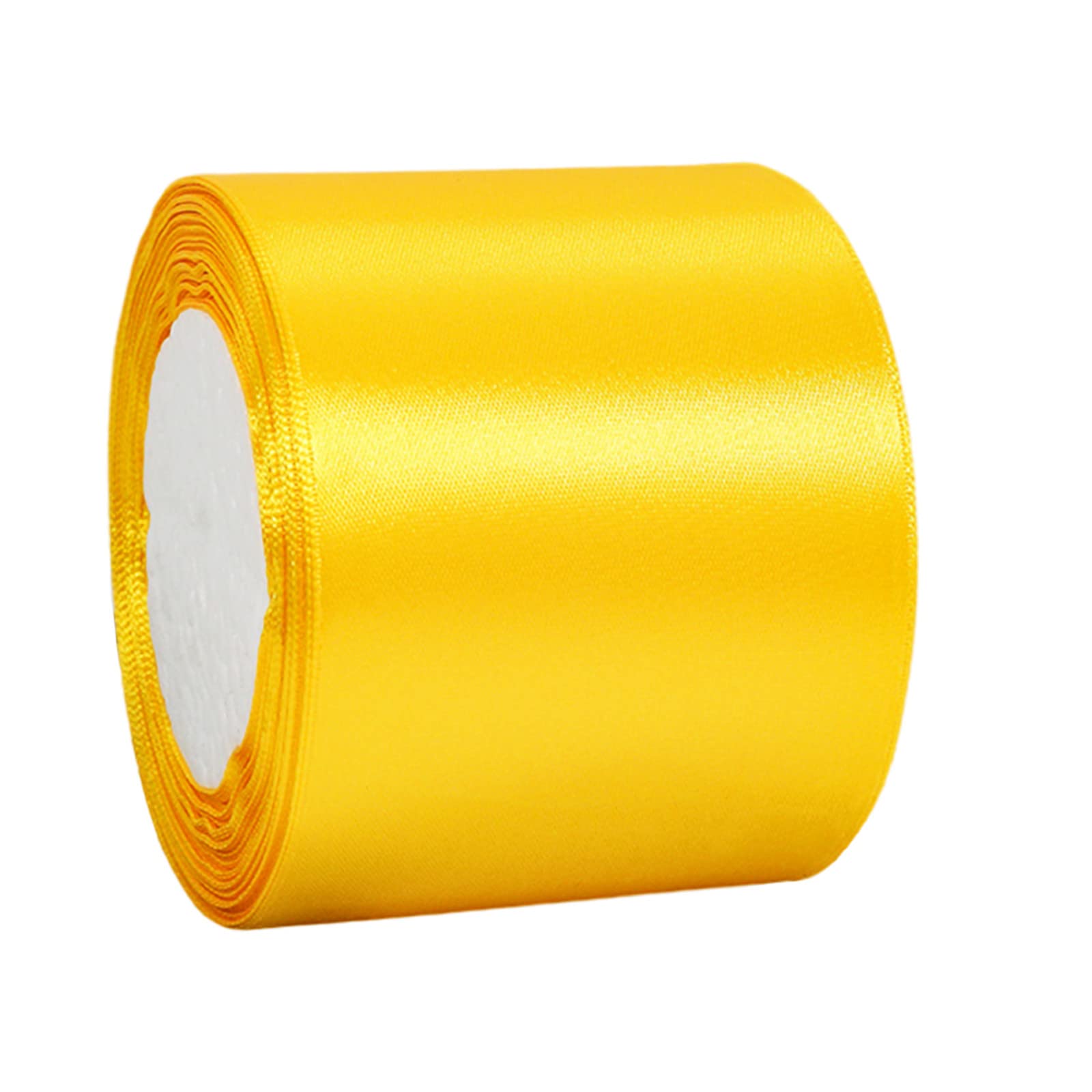 75mm Wide Thick Golden Yellow Ribbon for Gift Wrapping,22m 3Inch Large Fabric Satin Ribbon Yellow Bow for Gift Wrapping,Ribbons for Crafting,Bouquets,Wedding,Car,Presents,Cake,Christmas Decorations