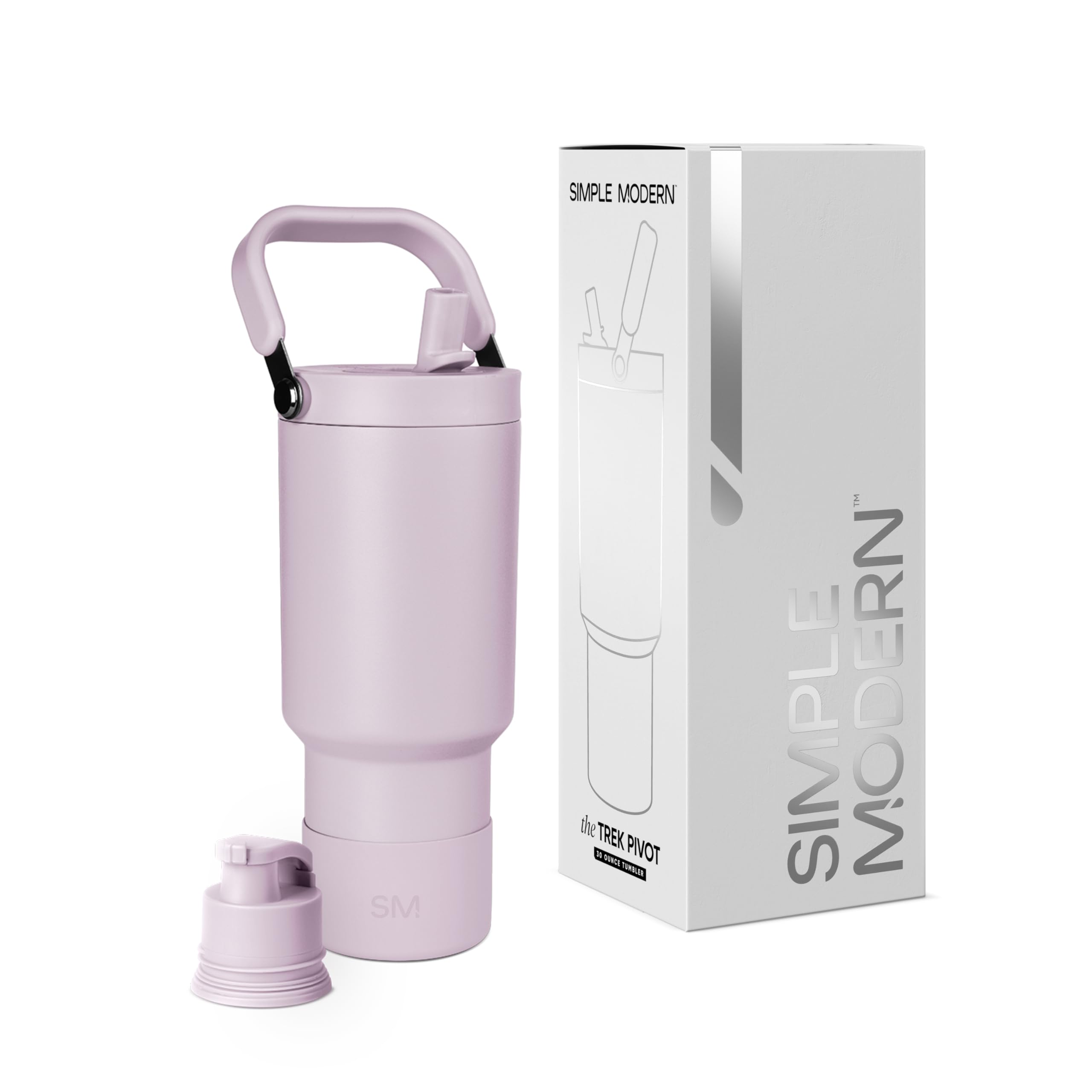 Simple Modern Trek Pivot | 30oz Flip Straw Tumbler with Handle | Water Bottle & Boot | Interchangeable Straw & Chug Lids | Insulated Stainless Steel Jug | Gym Sports Outdoors | Lavender Mist Image