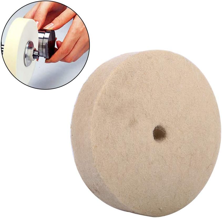 4 Inches Beige Wool Felt Polishing Wheel Round Buffing Grinding Wheel Wool Soft Felt Polisher Disc Pad - Image 4