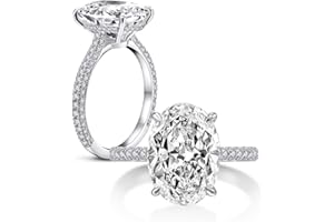 AINUOSHI 925 Sterling Silver Women Wedding Rings 5 Carat Oval Cut Cubic Zirconia Engagement Ring