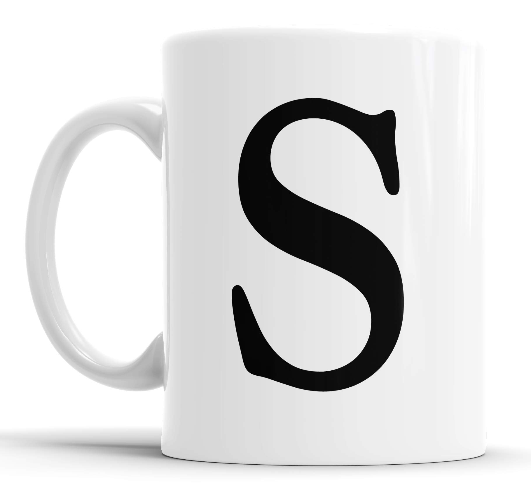 Faithful Prints Alphabet Mug Letter Mugs Initial Coffee Cup Birthday Fathers Day Gift (Letter S)