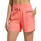 baleaf Women's 5" Swim Board Shorts High Waisted Quick Dry UPF 50+ Swimsuit Swimming Bottoms with Boxer Liner Zipper Pockets
