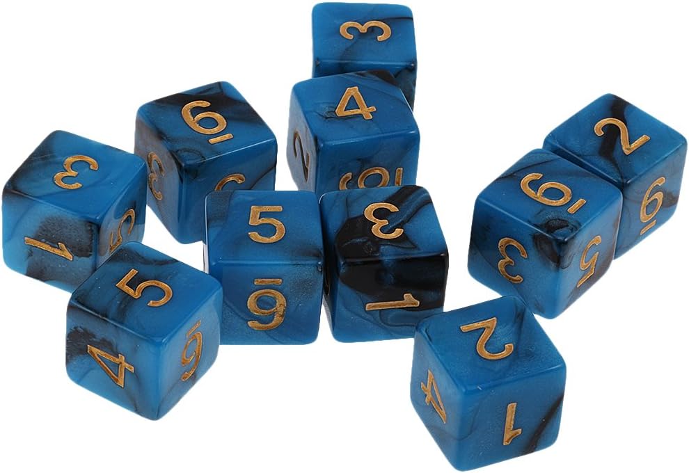 Pack Of 10 Pieces Dual Colored Six Sided D6 Dice For D D Trpg Games Blue Black Toys Games Dice Gaming Dice Ekbotefurniture Com