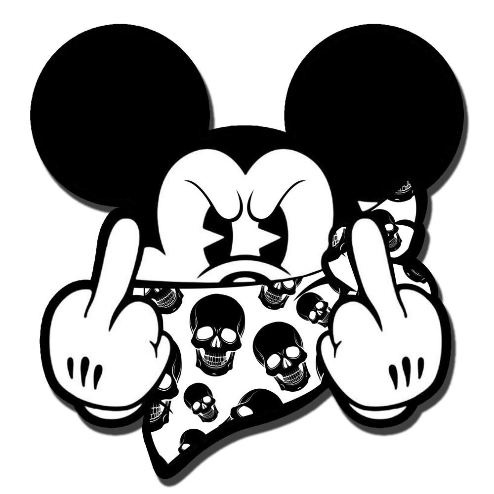 Toys Games 2 X Pvc Laminated Stickers Mickey Mouse Middle Fingers Skull Auto Moto Tuning B 34 Skino Arts Crafts