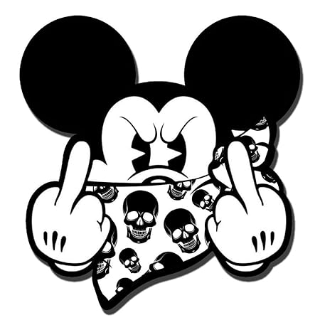 Skino 2 STÜCK Vinyl Aufkleber Stickers AUTOAUFKLEBER Micky Maus Mittelfinger Stinkefinger Auto Motorrad Fenster TÜR Fahrrad T