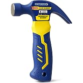 Wisechain 8 oz Professional Mini Small Claw Hammer 45# Steel With Fiberglass Handle&ndash; Anti-Slip Grip &amp; Nail Starter