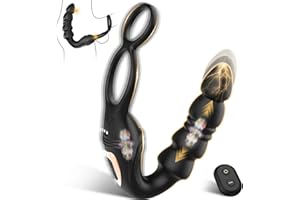 Thrusting Prostate Massager Anal Plug Male Vibrator, Hands-Free Silicone Remote Control Vibrating Penis Ring Sex Toys for Men